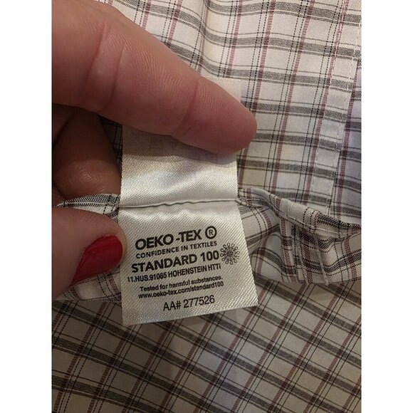 Calvin Klein Mens XL 17-17.5 (34/35) Regular Fit Stretch Wrinkle Free Plaid Gray - Picture 11 of 11